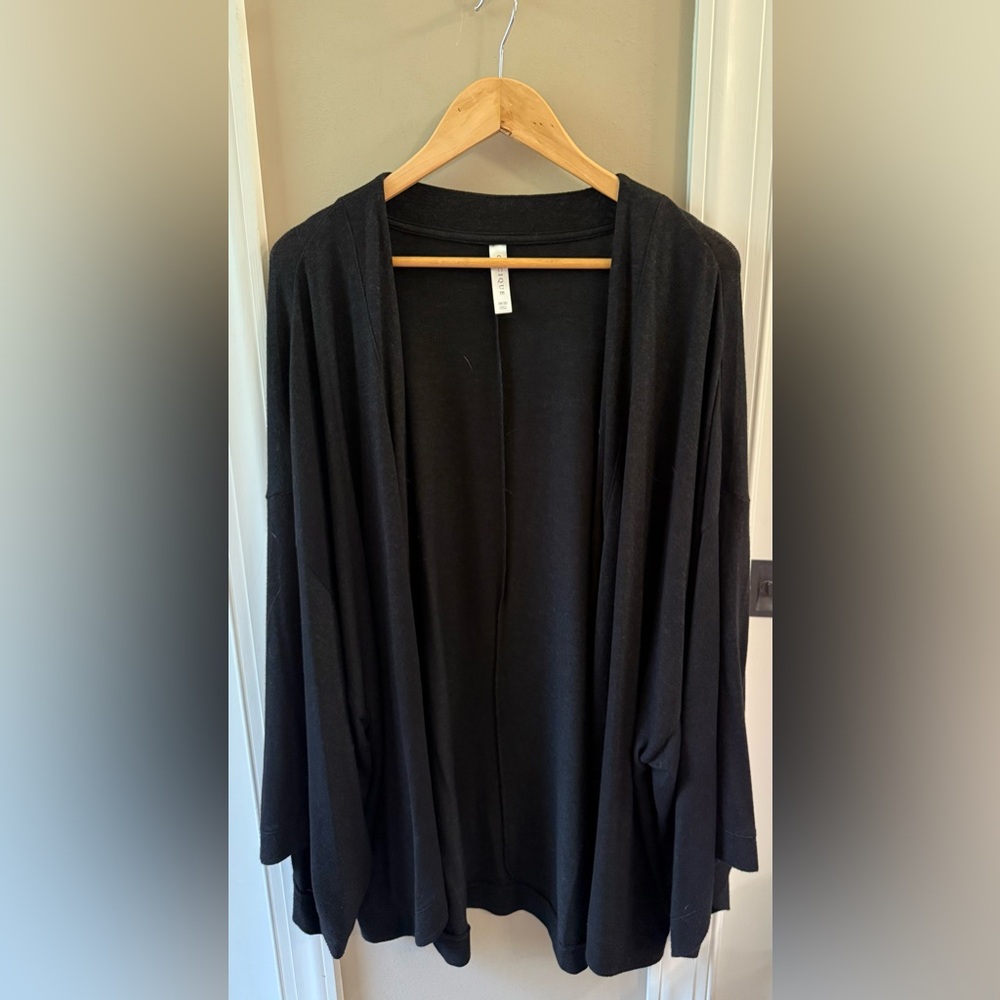 Cacique Lane Bryant Black Lounge Knit Cardigan Kimono Open Drape Plus Size 18/20